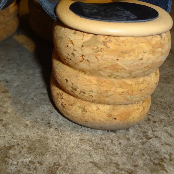 Andre Assous Blue Brook Sandals Leather & Cork 8 - Picture 5 of 8